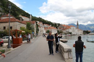 Walking in a town on the Bay