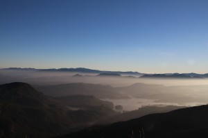 The Lake in the mist below