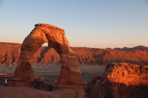 Sun nearly set over the Arch