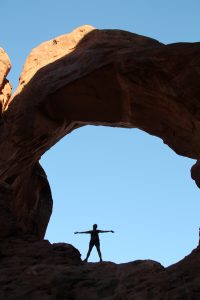 Bhavni under one of Double Arch's arch